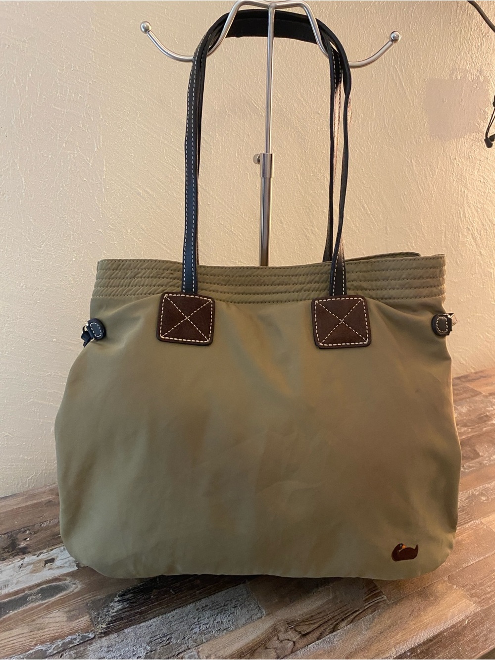 Dooney & Bourke Olive Tote with Dark Brown Trim